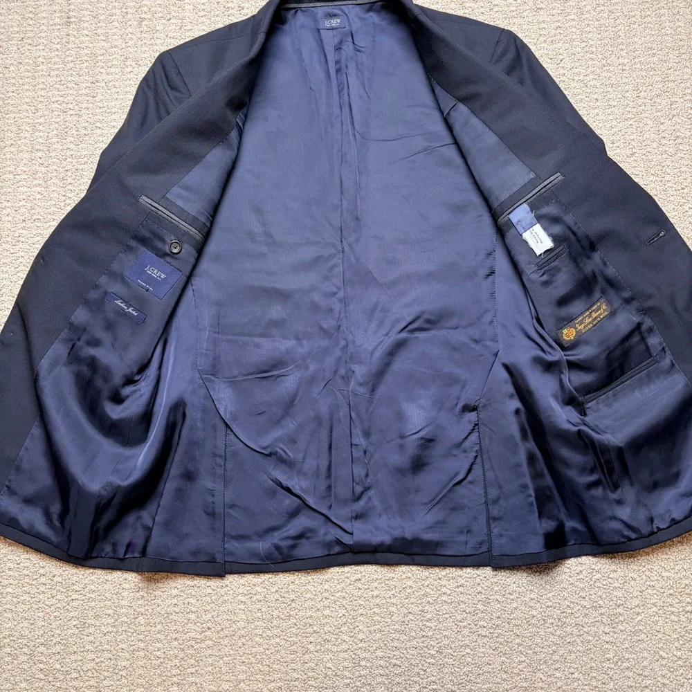 J.Crew Ludlow Jacket 38R Black Navy Italian Loro Piana Super 120s Wool Blazer